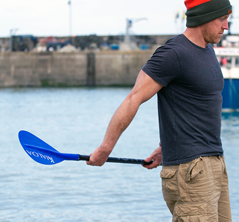 A good stretch for pecs and biceps, raise the paddle up behind your back.