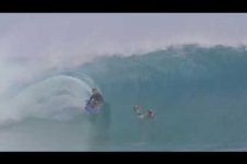 BENOIT CARPENTIER BARREL SUPSURFING AT TEAHUPOO