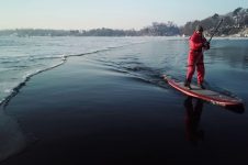 PADDLE BOARDING MICHIGAN ICE BERGS