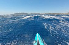 DOWNWIND SUP THE FAMOUS LOUTSA RUN IN ATHENS, GREECE