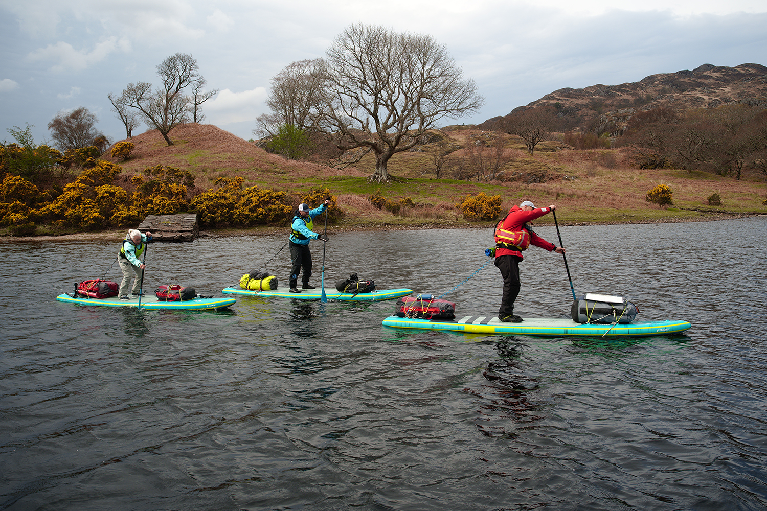 Paddling into a stiff Scottish breeze!